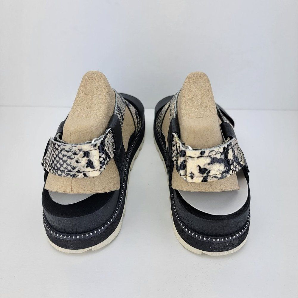 Sorel Womens Size 8.5 Black Snake Roaming Criss Cross Ankle Slingback Leather Sa - Picture 4 of 7